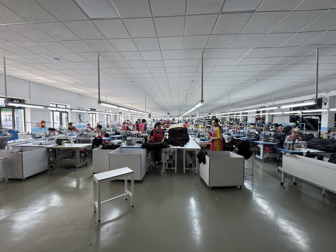 Sewing lines and cutting tables